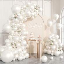 111pcs Pearlescent White Balloon Arch Kit, Featuring Pearlescent White Latex Balloons In Various Sizes (18, 12, 10, And 5 Inches); Perfect For Birthday Parties, Baby Showers, Proposals, Engagements, Weddings, Anniversaries, And More. - View 2
