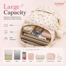 (Embroidered Custom) Striped Backpack Large Capacity Lightweight Casual School Bag For Students, INS Style - Multicolor - View 6