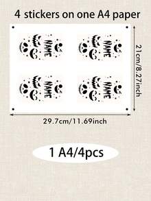 4-40PCS Custom Halloween Temporary Tattoo, Personalized Name Fake Tattoo Sticker, Spooky Ghost Bat Haunted House Style, Customized Body Tattoo For Halloween Party, Customizable Costume Accessory, Halloween Favor, Unique Holiday Gift, Halloween Gifts - Black and White - View 19