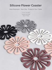 Silicone Coasters Flower Coasters Heat-Resistant Table Mat Non-Slip Coasters Hollow Decorative Coasters Kitchen Tabletop Protector Mat - View 2