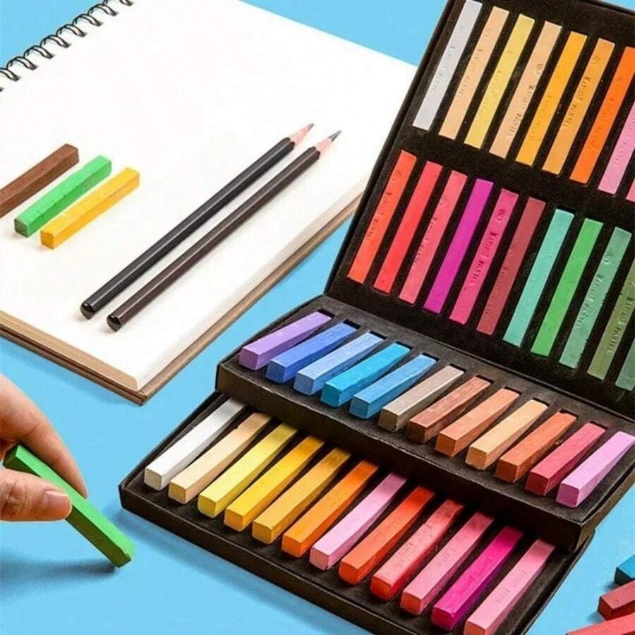 Portable Soft Pastel Art Set, 12/24/48 Colors High-Quality Pastel Sticks, Vibrant & Smooth Hues For Outdoor Sketching And On-The-Go Art Creation - Color Powder Stick Set - View 1