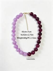 1 pièce Collier de perles bicolore en acier inoxydable avec effet de nuage, perles rondes géométriques bohèmes style européen & américain, accessoire pour femmes, cadeau de vacances, port quotidien - Collier en acier inoxydable orné de perles de résine faites à la main - Voir 11