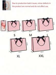 4pcs Pink Gift Bag Set, Includes 1 Gift Bag, 2 Sheets Of Tissue Paper And 1 Card With Ribbon; This Exquisite Paper Handle Bag Decorated With Bows Is Suitable For Weddings, Christmas, Thanksgiving, New Year, Birthday, Valentine's Day (Such As Bridesmaid Or Best Friend Gathering Gifts) And Other Occasions. - Multicolor - View 7