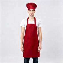 Halter Apron With Front Pocket, Unisex Kitchen Chef Apron, Suitable For Cooking, Baking, Restaurant, Cafe, Catering Industry - 1Pc - View 4