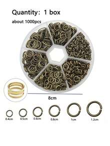 Handmade Jewelry Making Kit, Includes 1000pcs Open Jump Rings In Various Sizes (4mm-12mm) With Free Rings, Suitable For DIY Earrings, Necklaces And Other Jewelry Assembly, Made Of Round Metal Wire Connectors, Featuring Open Rings, Split Rings And Other Styles - Multicolor - View 8