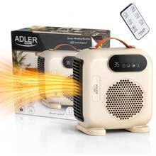Adler مدفأة مروحة، مدفأة فضائية، مدفأة محمولة مع جهاز تحكم عن بعد - شاشة LED، 2000 واط، مؤقت 1-24 ساعة، وضع النفخ البارد، قابلة للتعديل 15-40 درجة مئوية، مقبض حمل، هادئة تحت 58 ديسيبل، بيج - قابس اتحاد أوروبي نوع E (220 إلى 240 فولت) - مشاهدة 3