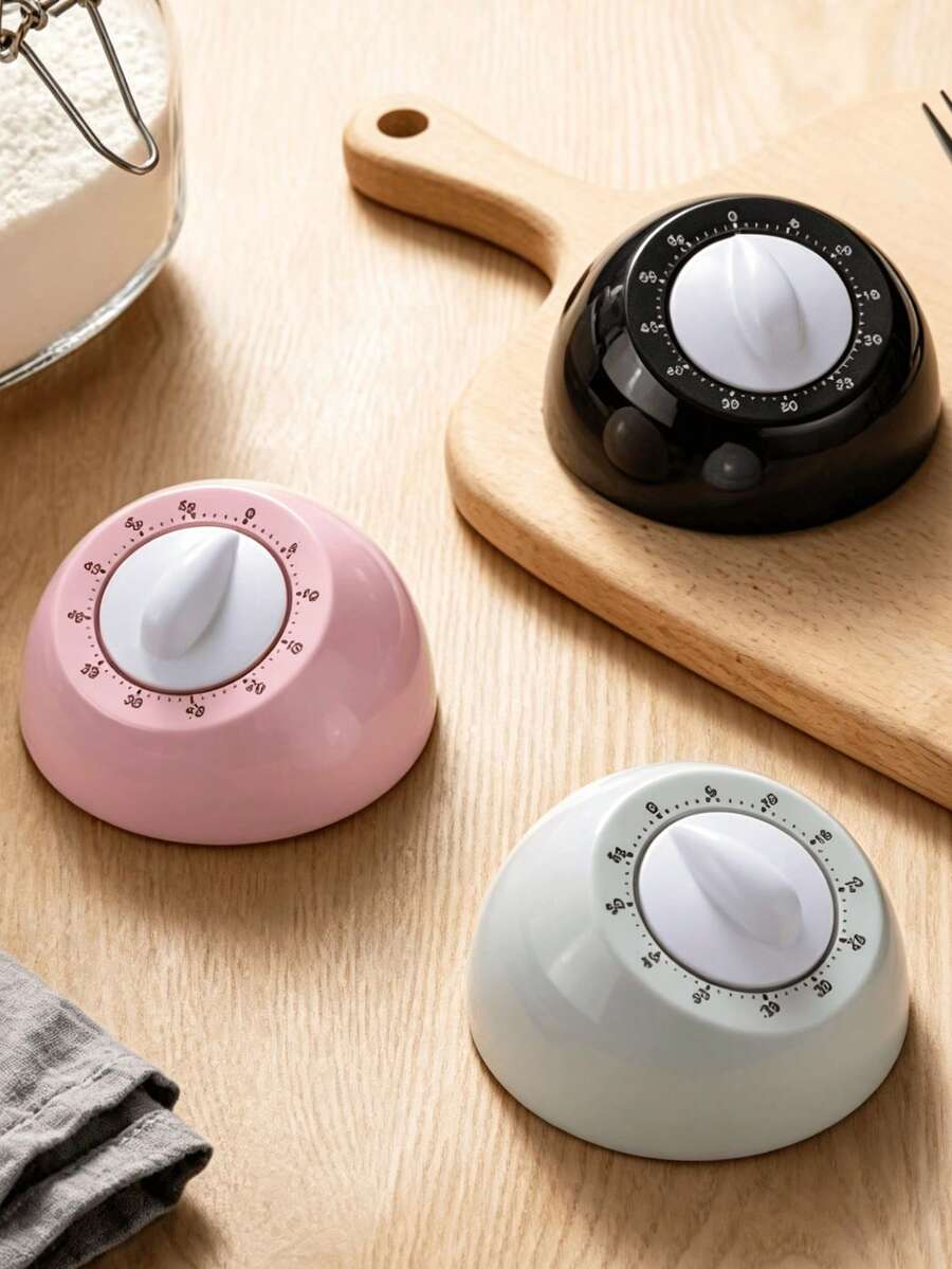 1pc 60-Minute Mechanical Kitchen Timer, Battery-Free Manual Cooking Countdown Timer With Large Clear Dial, Slanted Desktop Reminder, Suitable For Baking Learning - Multicolor - View 1