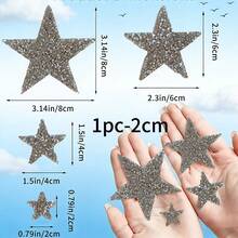 Adesivos de Aplicação de Strass em Formato de Estrela, Remendos de Cristal Brilhante com Adesivo Quente para Reparo de Roupas, Denim, Bolsas, Chapéus e Acessórios DIY (Filme Removível, Colagem Direta) Adesivos Artesanais Remendos Bordados Remendos Termocolantes Suprimentos de Costura DIY Remendos Termocolantes para Roupas - Vários estilos - Visão 12
