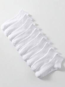 1/5/10 Pairs Men's Autumn/Winter Cotton Mid-Calf Socks, Simple White Solid Color, Comfortable Casual Fun Socks - Multicolor - View 11