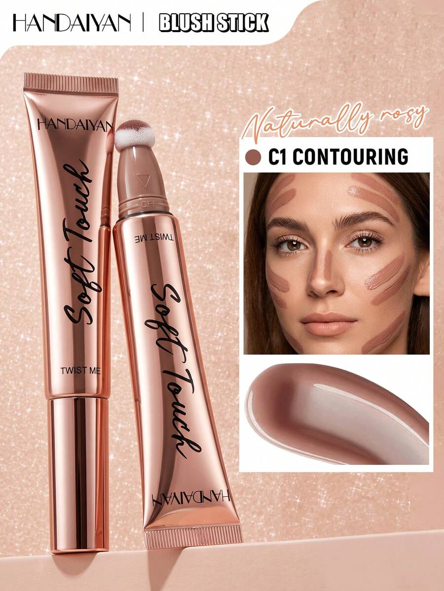 HANDAIYAN Matte Sponge-Tip Blush Stick: Natural, Rosy Glow; Highlighting, Contouring, And Contour-Defining; Subtle Shimmer Liquid Blush Stick-Perfect For Halloween, Christmas, Fall, Winter, And Everyday Makeup Looks - C1 - View 1