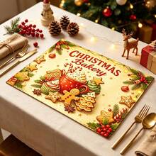 1pc Christmas Theme Kitchen Dish Drying Mat, Coffee Machine Mat, Absorbent Quick-Drying Tabletop Protector, Vintage Gingerbread Man Hot Drink Pattern, Suitable For Baking Studio, Home Christmas Dining Table, Holiday Atmosphere Table Decor, Home Gift - XYLSD-942 - View 4