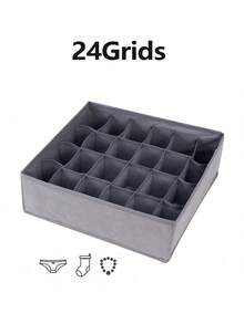 1/3件套抽屉分隔收纳盒，可折叠衣柜收纳篮和布艺收纳盒，用于存放衣物、内衣、胸罩、领带、配饰、袜子 - 灰色 - 查看 16