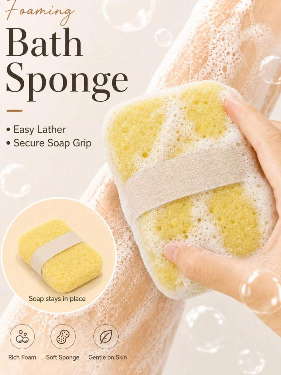 1pc Cheese Shaped Bath Loofah Bag | Gentle Exfoliating Scrubbing Tool | Deep Cleansing Rich Foam | Hanging Soap Storage Bag | Portable Travel Body Care Tool - View 1
