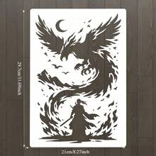 Phoenix Template, A4 Size Reusable Plastic Painting Stencil, For Fabric, Farmhouse Art Projects And DIY Crafts. Suitable For Wall Art, T-Shirts, Home Decor, Easy To Use, 11.7 Inches X 8.3 Inches Template - A - View 2