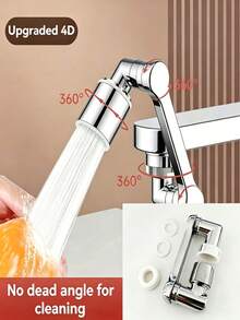 1440° Universal Swivel Faucet, Heavy-Duty ABS With Metallic Surface, 2-In-1 Dual-Mode Extendable Retractable Faucet Nozzle With Anti-Splash Connector, Mechanical Arm Design, Easy Installation Compatible With Extender, Booster, Expander, Filter, Rotatable Manual Faucet, Modern Durable Faucet For Bathroom, Commercial Or Gift, Kitchen Sink Extender, Balcony Faucet, No Drilling Required - Multicolor - View 4