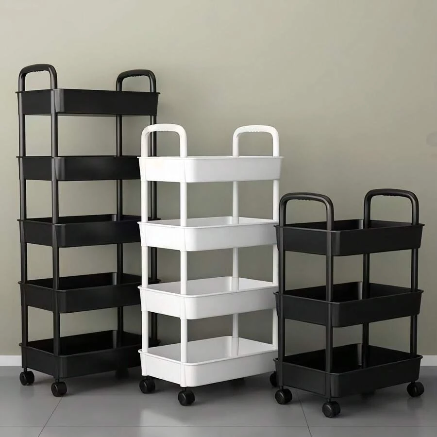 Multi-Functional Rolling Storage Cart - Versatile Storage Solution For Kitchen, Living Room, And Bedroom - Stores Stationery, Snacks, Small Items, Etc. - Durable Plastic Construction, Multi-Purpose Cart, Vertical Storage Rack