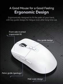 ATTACK SHARK Mouse Nirkabel Ringan PAW3395 Gaming Tiga Mode Mouse Bluetooth Nirkabel Pengisian Daya dengan Basis RGB Mouse Gaming Kompetitif Komputer - View 7