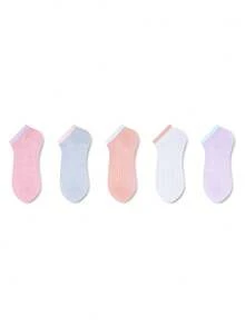 ZUJO 5 أزواج من جوارب قصيرة بألوان حلوى للنساء، محبوكة بالكابل، مناسبة للاستخدام المنزلي والسفر على مدار السنة، بسيطة ومريحة، ألوان عشوائية - متعدد الألوان - مشاهدة 7