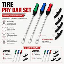14.6 Inch/37cm Tire Pry Bar Tool Set, 3pcs Extended Steel Tire Pry Bars With 7pcs Wheel Rim Protector Covers, Non-Slip Handle Tire Removal And Installation Tool, Suitable For Cars, Motorcycles, Off-Road Motorcycles, ATVs And Lawn Mowers - A - View 5