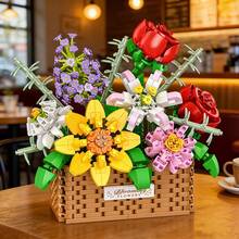 817pcs Flower Basket Building Blocks Set, Floral Set, Interlocking Toy Set, Creative Plant Floral Decor Model Toy, Home Office Desk Centerpiece Decoration, Ideal Gift For Flower Lovers, Mother's Day, Birthday, Christmas, Valentine's Day, Easter - Multicolor - View 5