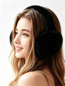 1pc Cute Plush Earmuffs For Women, Winter Warm Faux Rabbit Fur Ear Covers, Korean Style Solid Color Versatile Ear Protectors, Girly Vibe Cold-Proof Ear Warmers, Outdoor Cycling Windproof Anti-Freeze Essential, Soft Skin-Friendly Thickened Plush, Student Daily Autumn/Winter Outfit Ear Protection - Ear Warmers - View 4