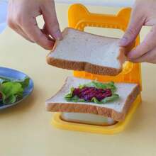 2pcs Square Bread Cutter, 2 Pieces Set Kitchen Essential Sandwich Cutter, Stainless Steel Toast Press Mold Sealer, Quick Make Square Pocket Sandwich, Portable Breakfast DIY Bread Tool Set - Red + Yellow - View 12