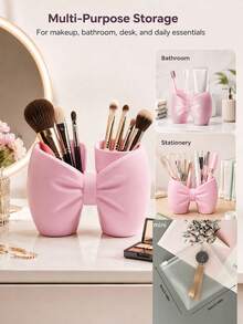 Bow-Shaped Storage Rack - Makeup Brush & Toothbrush Holder, Bathroom Accessory, Bedroom Pen & Toothbrush Display Decor. Perfect Gift For Women On Halloween And Christmas - Multicolor - View 8