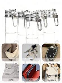 7ml Clear Mini Glass Bottle Keychain With Metal Key Ring, Micro Message Bottle, DIY Handmade Pendant For Bags And Keys, Holiday Commemorative Gift - Multicolor - View 9