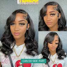 Body Wave Bob Wig Human Hair 4x4 Lace Front Wig 180% Density Transparent Lace Human Hair Wigs - Natural Black - View 3