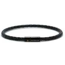 Fashion Handmade 4mm Genuine Leather Bracelet Bangle Black Easy Hook Letter Cross For Men Armband Jewelry Men - Men's Leather Bracelets - View 9