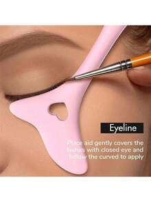 1pc Multi-Function Eyeliner Stencil, Reusable Waterproof Silicone Eyeliner Guide Template, Suitable For Eyeliner Brush, Eyeliner Pencil And Stamp Positioning Assistance, Eyelash Stamp Tool, Makeup Beginner, Crescent Moon Guard, Eyeliner Magic Tool - Multicolored - View 3