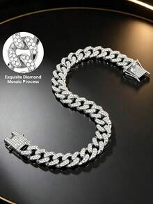 1pc Icy Cuban Link Pet Collar, Shiny Rhinestone Gold & Silver Dog Necklace, Sparkling Diamond Pet Collar, Suitable For Small Dogs & Cats, Fashion Pet Accessory, Birthday & Holiday Gift For Pet Lovers - Multicolor - View 9
