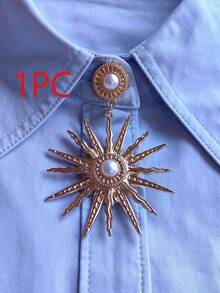 1pc/2pcs Elegant Sun Pendant Shirt Button Cover, Clip-On Button Cap, Fashion Crystal Cufflink Cover - Gold - View 8