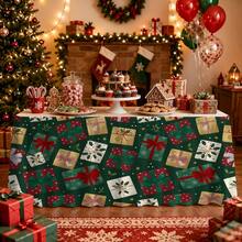 2D Flat Banner 1pc Christmas Gift Box Print Tablecloth, Suitable For Party, Kitchen And Restaurant Decoration - A - View 3