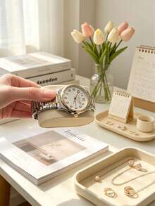 Kotak Penyimpanan Jam Tangan PU yang Dapat Dikunci dengan 1/2/3 Slot, Kacamata, Perhiasan, dan Organizer Jam Tangan - Grey - View 7