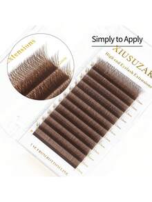 XIUSUZAKI 12Rows 3D W-Shape Lashes/Brown 3DW Lashes/Double Tips 3DW Lashes Bloom Automatic Flowering Premade Fans Eyelashes Extensions Soft Light Individual False Lashes Lightweight DIY Lashes Great For Daily Makeup, Parties - D - View 6