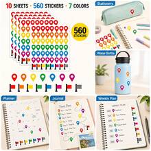560pcs Colorful Position Stickers, Location Marking Stickers For Planner, Suitable For Teachers, Parents, School, Learning, Error Marking, Knowledge Point Marking, Handmade Self-Adhesive Labels, Back To School Decoration Stickers, Marking Stickers, Gift Decoration Stationery Stickers, Back To School Stickers - Multicolor - View 6