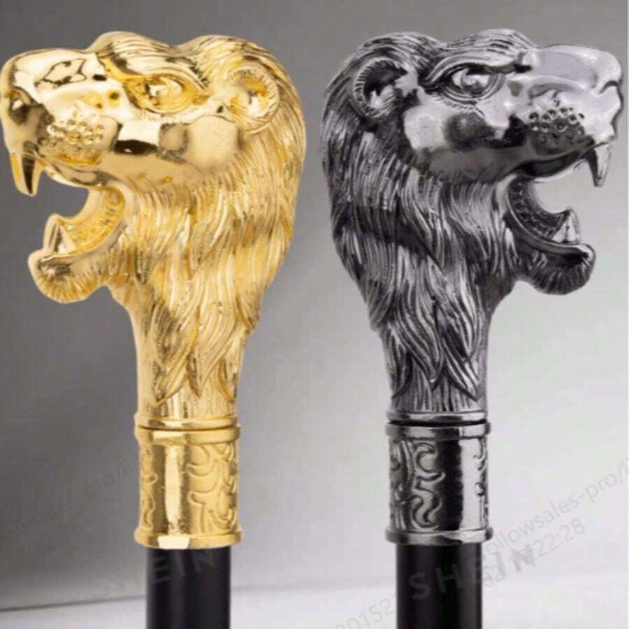 1pc Dual-Color Lion Scepter, 2-Section Detachable, Vintage Style, Fashionable And Elegant, High-End British Gentleman Walking Cane, Suitable For Daily Use, Festivals, Christmas, Halloween, Cosplay, Stage Performance, Props, School And Other Occasions - Multicolor - View 1