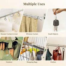 10pcs Metal Shower Curtain Rings, Anti-Drop Round Shower Curtain Hooks, Rust-Proof Shower Curtain Rod Hooks, Smooth Sliding Shower Curtain Rings, Easy Installation, Bathroom Shower Curtain Accessories, Suitable For Standard Shower Curtain Rods - Silver - View 9