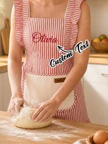 Customizable Kitchen Apron - Personalized Design, Photo Or Text - Woven Polyester Cooking Apron, Washable, Warm, Custom, Unique, Personalized, Ideal Gift For Boyfriend, Girlfriend, Family, Friends, Suitable For Sofa, Bed, Car, Tea Room, Bedroom, Living Room, Bathroom, Dining Room And Other Places. - Multicolor - View 7