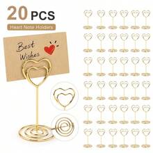 10/20/30/50pcs Gold/Seat Number Card Holders, Table Number Stands, Dining Table Card Clips, Wedding Heart-Shaped Table Signs Photo Menu Memo Clips, Valentine's Day Desktop Decoration - View 8