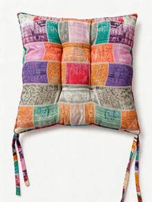 Made In Turkey Cushion 40*40 For Office & Garden & Kitchen Soft With Tie - Light Grey - View 7