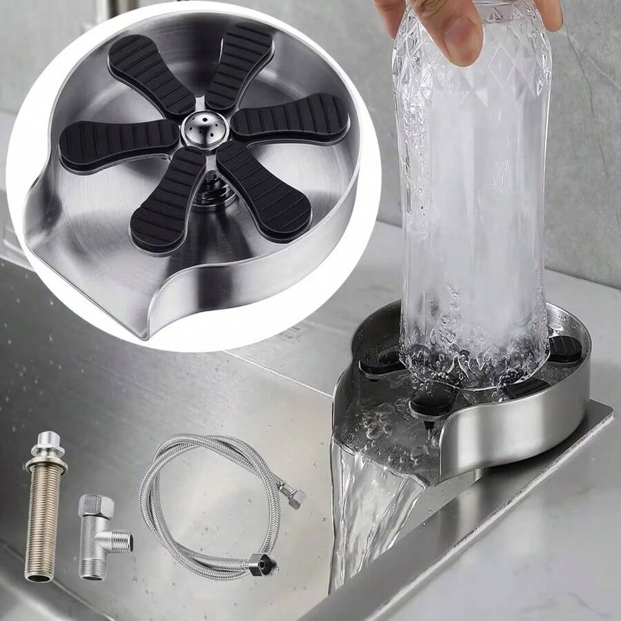 Einbau-Glasspüler für Küchenspüle und Bar, Ein-Knopf-Tassen- und Flaschenspüler – Ideal für schnelles Barista-Reinigen, Vorspülen von Babyflaschen und verdeckte Montage auf der Arbeitsplatte - A - Übersicht 1