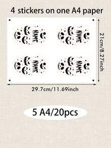 4-40PCS Custom Halloween Temporary Tattoo, Personalized Name Fake Tattoo Sticker, Spooky Ghost Bat Haunted House Style, Customized Body Tattoo For Halloween Party, Customizable Costume Accessory, Halloween Favor, Unique Holiday Gift, Halloween Gifts - Black and White - View 11