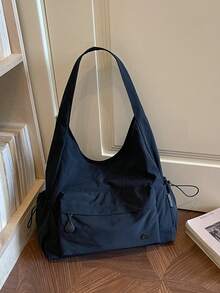 New Solid Color Casual Minimalist Multi-Pocket Women's Shoulder Bag, Suitable For Commuting And Shopping - A - View 12