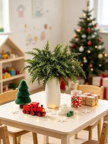 1 Pc Artificial Pine Needle Christmas Bouquet, Fake Plant, Suitable For Christmas Decorations, Autumn Decorations, Wedding Decorations, Home And Party Accessories, Outdoor Garden Decor - Green - View 4