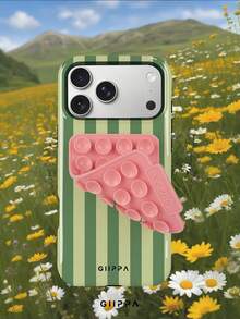 GIIPPA 1件橄欖綠與淺奶油綠條紋圖案設計手機殼，適用於Phone 17 Pro Max，附粉色吸盤，兼容Phone 16 Pro Max、15 Pro Max、14 Pro Max，韓系高端時尚趣味手機殼，適合11/12/13/14/15/16 Pro Max Plus，男女皆宜的優雅設計，送給女友的聖誕節、情人節、復活節、婚禮季和生日完美禮物！ - 橄欖綠 - 查看 8