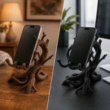 Root Shape Phone Stand, Nature Inspired Desktop Phone Holder, Stable Handsfree Viewing Stand For Video Calls, Streaming & Recipes, Decorative Phone Cradle For Home & Office - A - View 1