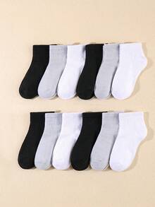 1/12/24 Pairs Random Style Solid Color Mid-Calf Sports Socks, Back To School Autumn Socks For Teenage Girls, Halloween Socks, Girls' Socks, Boys' Socks - Multicolor - View 8