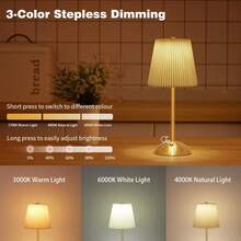 Cordless Rechargeable Table Lamp, 3 Color Touch Light, Bronze, Gift | Battery Powered Decorative Lamp Beige Fabric Lampshade Suitable For Bedroom Kitchen Living Room Office Nursery Bathroom Dorm - Various - View 5